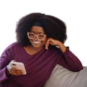 Lady looking at mobile phone